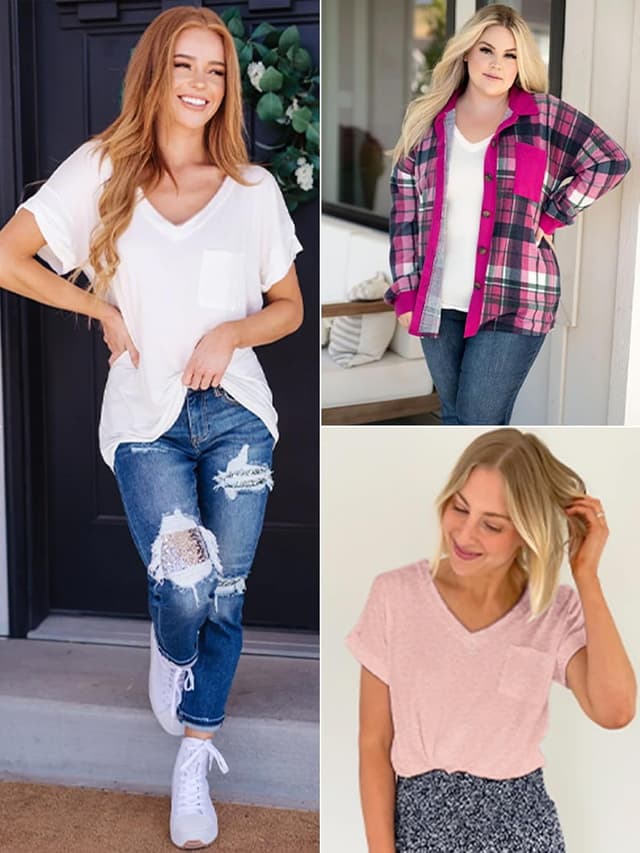 Detalle 2 de ATHMILE Women’s V-Neck Short Sleeve T-Shirts (2026) — Cute Summer Casual Tees, S–XXL