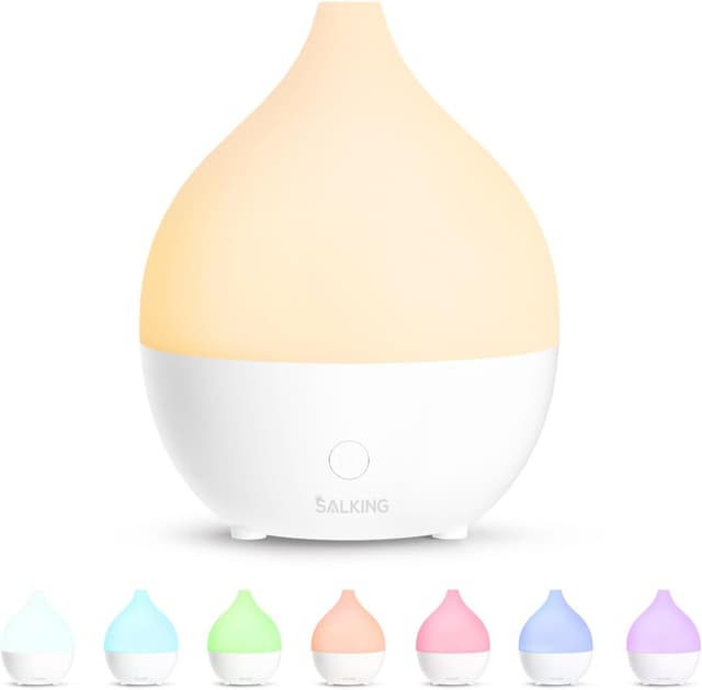 Detalle de SALKING Diffusore di oli essenziali 100 ml con 8 LED e spegnimento automatico (senza BPA) bianco