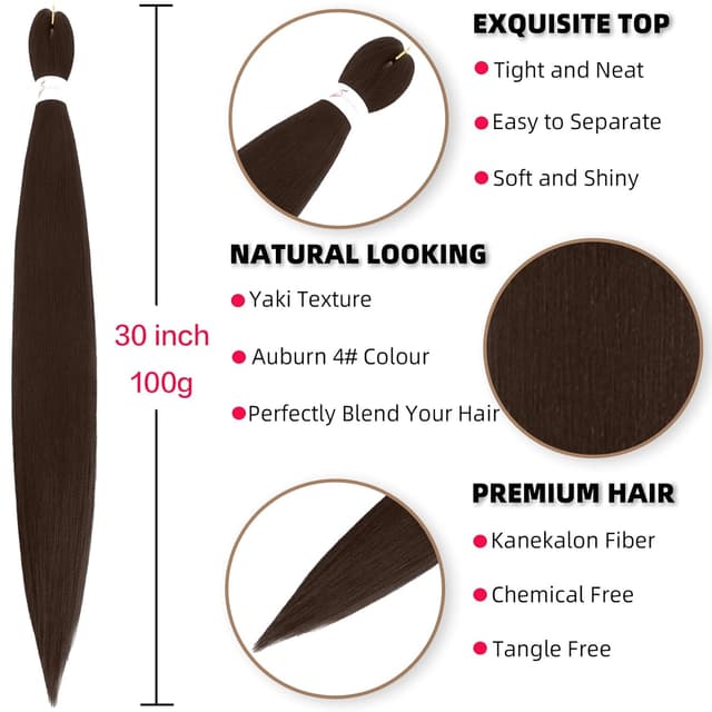 Detalle 2 de Xusuperb Lang Pre-Stretched Braiding Haare 6 Packs