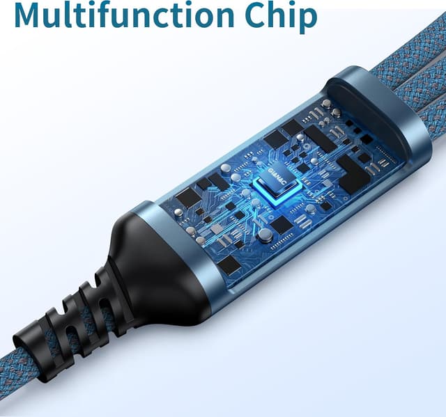 Detalle de GIANAC Multi USB Kabel (2er Set, 0,5 m) 3-in-1 mit Micro-USB, USB-C und Lightning – nur Laden, bis 3 A