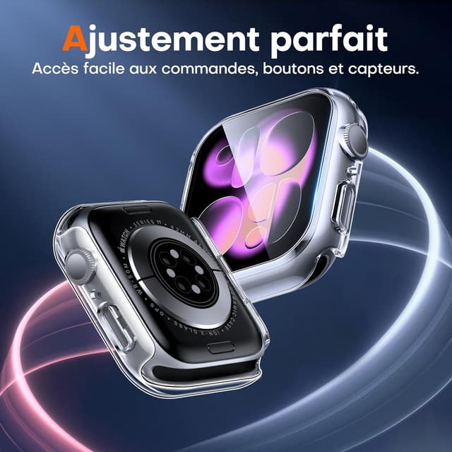 Detalle 2 de Coque TAURI 2 pièces pour Apple Watch Series 11/10 – 42 mm (champagne + transparent) avec verre trempé 9H