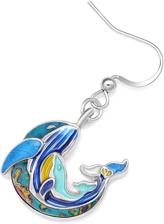 Detalle de LONYOO Emaille „Ozean Tiere“ baumelnde Ohrringe aus Zinklegierung (Meerestiere-Motiv)