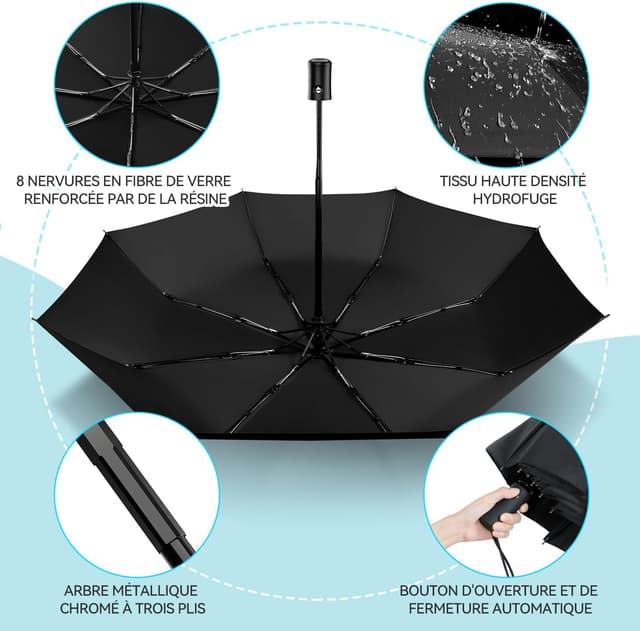 Detalle de TechRise Paraguas resistente al viento plegable 🌂