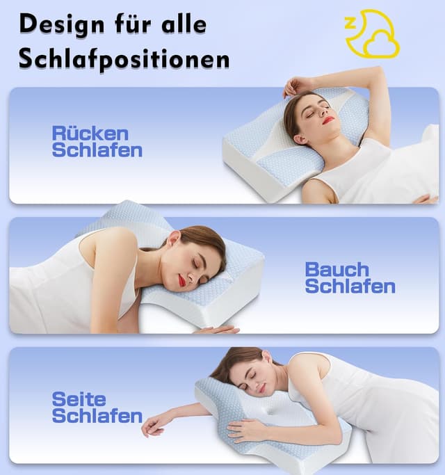 Detalle 2 de Hypuno Orthopädisches Memory Foam Kopfkissen 2 Höhen