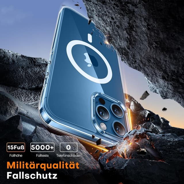 Detalle de TAURI Hülle für iPhone 12 Pro Max (6,7") mit Panzer-Schutzglas, MagSafe & 360°-Schutz