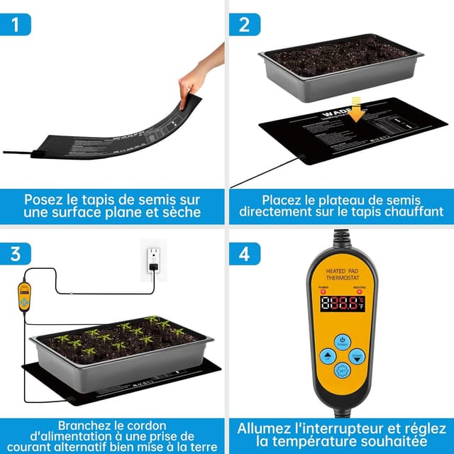 Thumbnail 6 de WADEO Estera Calefactora Ajustable 🌱 Calor para Plantas y Germinación