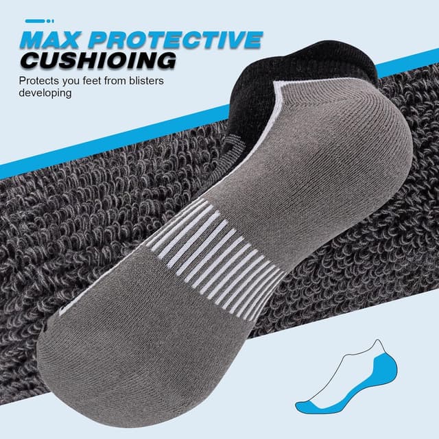 Detalle de Cirorld Sneaker Socken (6 Paar) Herren/Damen – atmungsaktiv, gepolstert und mit Kompression für 43–46 / 37–42 / 47–50