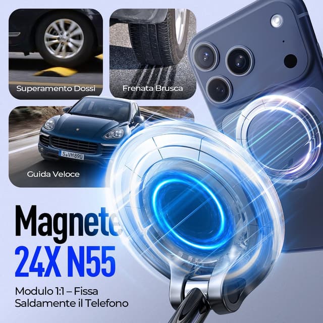 Detalle de LISEN Supporto Cellulare Auto MagSafe con ventosa 89+LBS e magnete, per iPhone e altri smartphone MagSafe