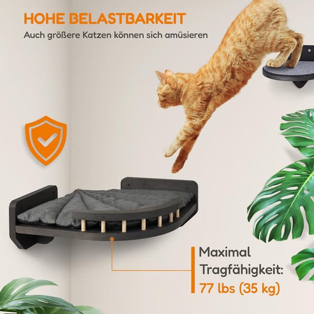 Detalle de Katzen Kletterwand mit Eckbett, Birkenholz