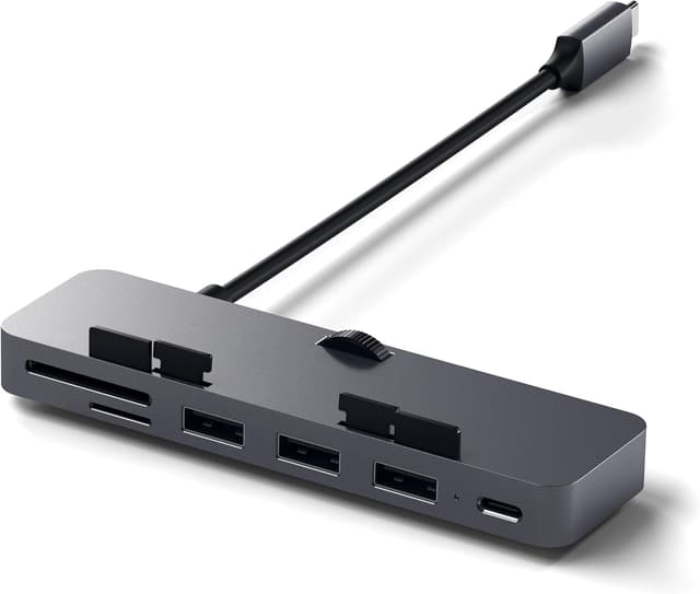 Detalle de SATECHI Hub USB-C con morsetto per iMac e lettore Micro/SD: espansione dati per iMac 2019/2017 e iMac Pro (grigio siderale)