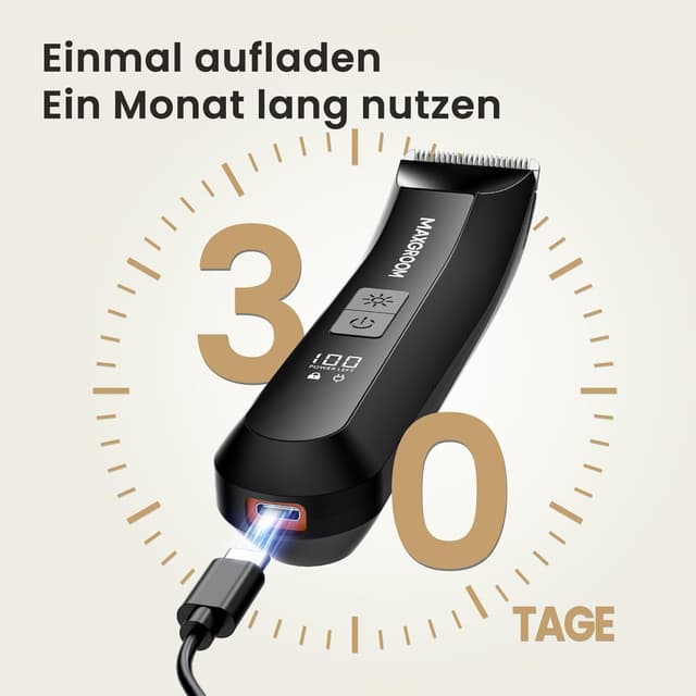 Detalle de MAXGROOM 3-in-1 Intimrasierer für Männer: Elektrischer Rasierer, Trimmer & Nasenhaartrimmer (IPX7)