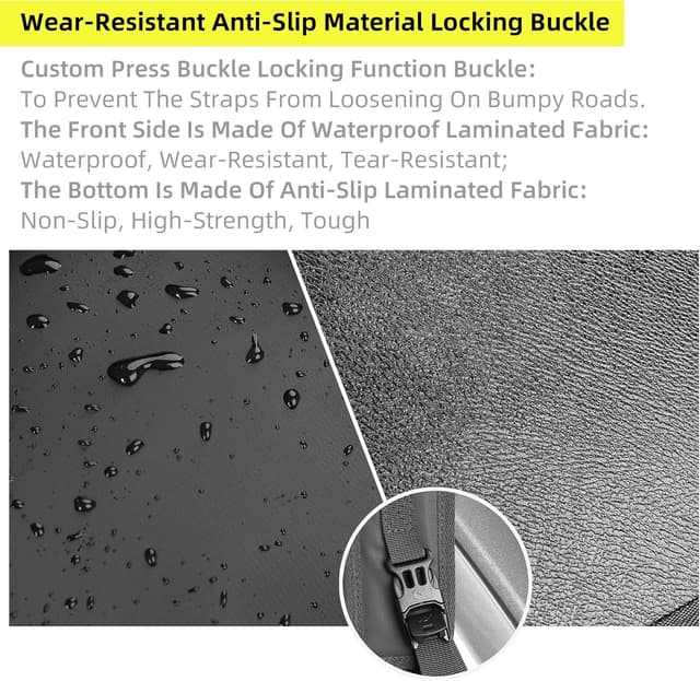 Detalle de Rhinowalk universal motorcycle tank side bag mounting base (tank pad, quick-release straps, MOLLE, waterproof)