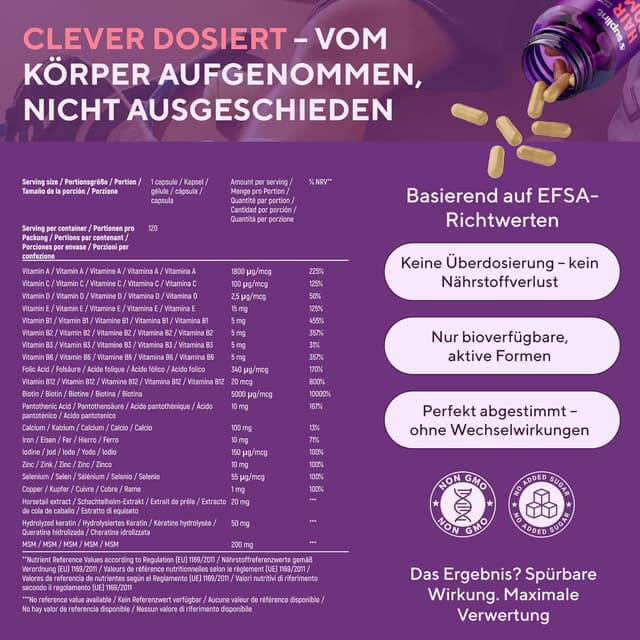 Thumbnail 6 de Haarvitamine Biotin 5000 mcg mit MSM Keratin 120 Kapseln