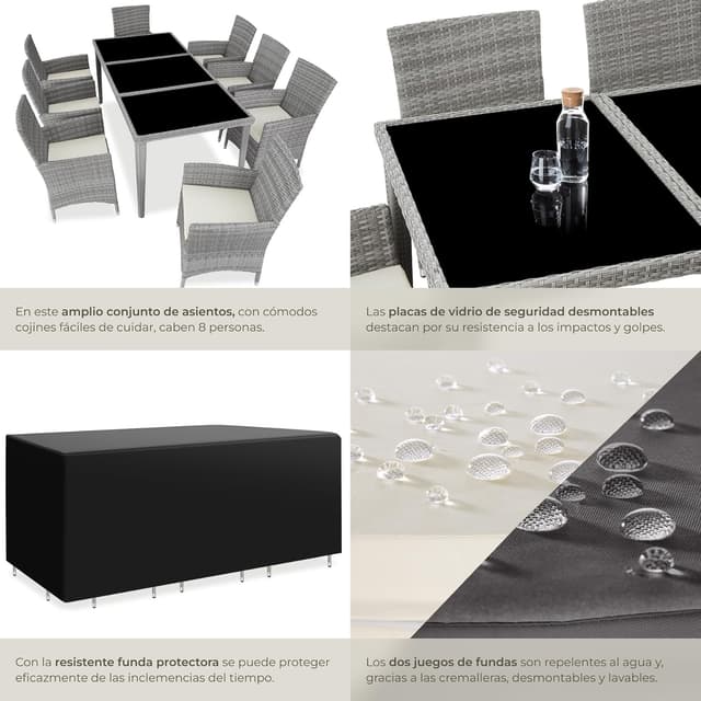 Thumbnail 4 de tectake® Conjunto Jardín Ratán 8 sillas