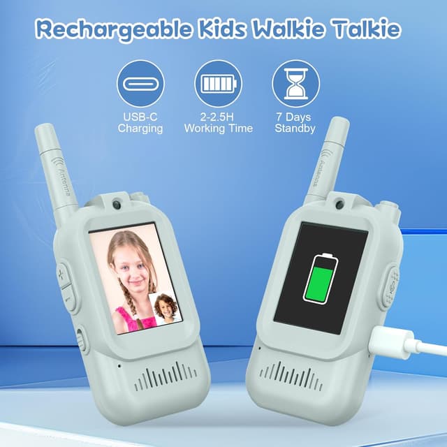 Detalle de Hangrui Video Walkie Talkies for Kids (2-Pack) with Long Range & Video