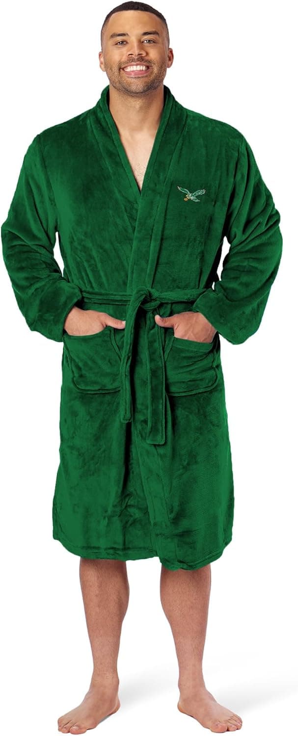 Detalle de Northwest NFL Philadelphia Eagles Retro Adult Unisex Silk Touch Bathrobe (Large/X-Large) - Green