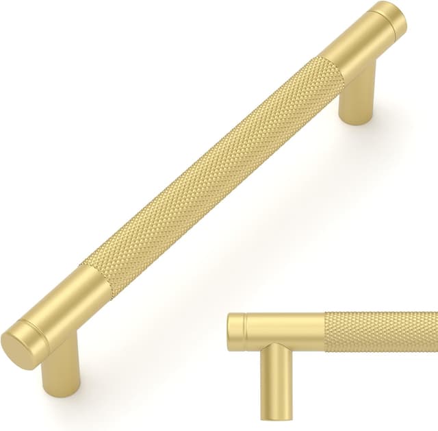 Detalle de Amerdeco 10 Pack Brushed Gold Knurled Cabinet Pulls (128mm centre to centre) AM003