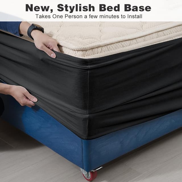 Detalle de DUJUIKE mantovana in velluto riccio per divano letto, coprigiroletto elasticizzato (larghezza letto singolo 90–100 cm) – nero