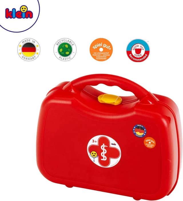 Detalle de Theo Klein 4383 Arztkoffer – 14-teiliges Doktor-Set mit Stethoskop, Thermometer & Tragegriff