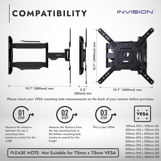 Thumbnail 5 de Invision TV Wall Mount for 24–60" TVs 400x400 VESA