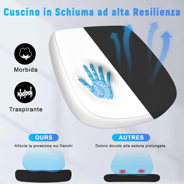 Thumbnail 6 de naspaluro Sedia da ufficio ergonomica con schienale in rete, braccioli regolabili a 90° e supporto lombare (bianco)