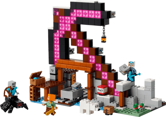 Detalle de LEGO Minecraft Die Spitzhackenmine 21277 – Minenschacht mit Schienen und Action-Elementen