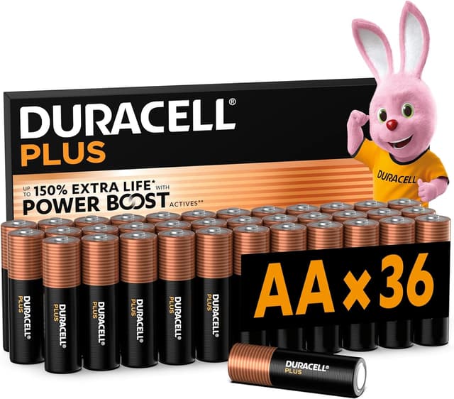 Detalle de Duracell Plus AA 36-pack alkaline batteries 1.5V