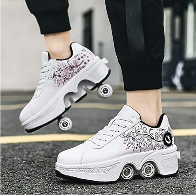 Detalle de Scarpe con rotelle 2 in 1 per bambini e adulti con freni integrati (pattini a rotelle, skateboard)
