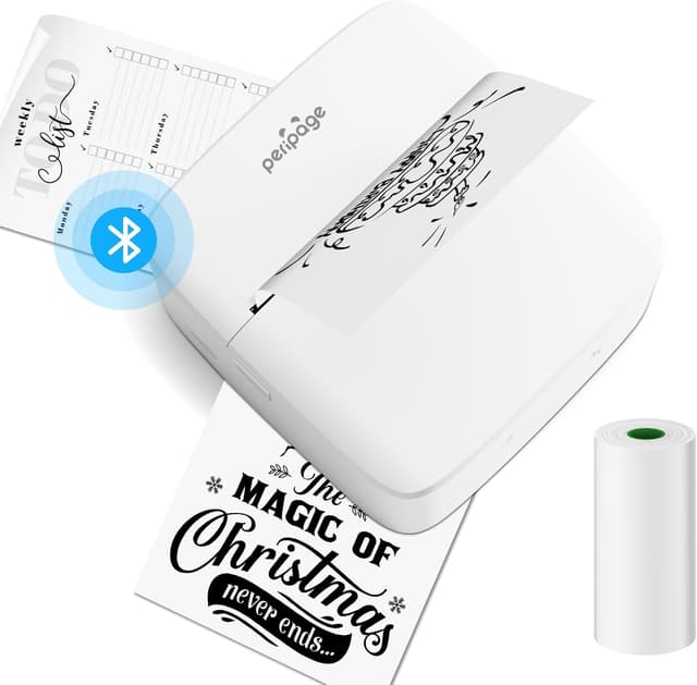 Detalle de PeriPage Mini Printer (P21) – small thermal sticker & photo printer for study notes, Bluetooth compatible, white