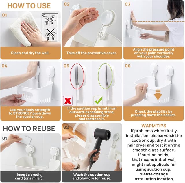 Thumbnail 4 de LEVERLOC Shower Caddy Suction Shelf 10kg