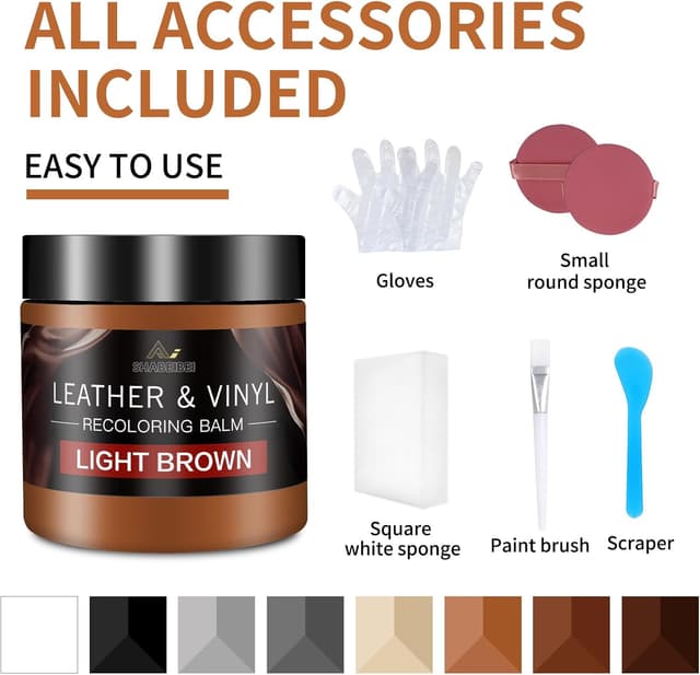Detalle 2 de SHABEIBEI Leather Recoloring Balm and Scratch Repair Kit (200ml) – Light Brown leather restorer for sofas, furniture & car seats