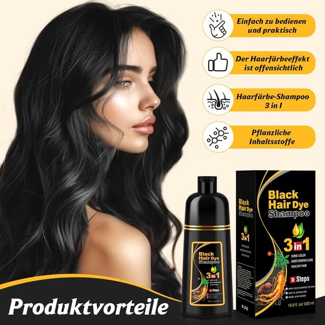 Detalle 2 de Schwarzes Haarfärbeshampoo 3-in-1 500 ml