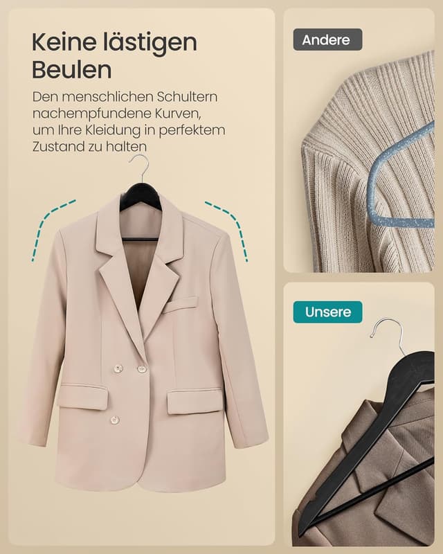 Detalle 2 de SONGMICS Holz-Kleiderbügel Set 30 Stück