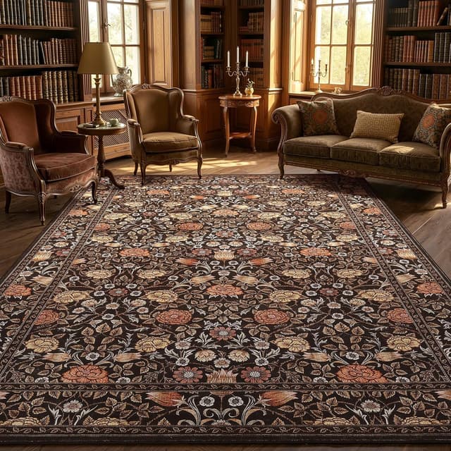Imagen de GarveeHome Brown Vintage Floral 8x10 Rug en OfertitasTOP