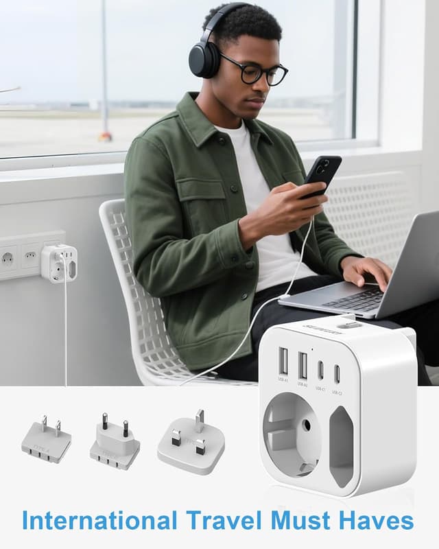 Thumbnail 6 de Reisestecker Weltweit Universal-Reiseadapter 6-in-1 mit USB-C & USB-A (Japan/Europa/England, 3 Stecksysteme)