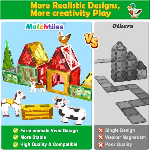 Thumbnail 6 de Magnetic Tiles Farm Animals Set 44-piece