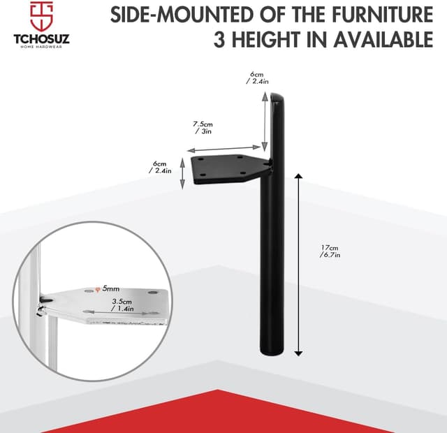 Detalle de TCHOSUZ 17cm metal furniture legs, pack of 4