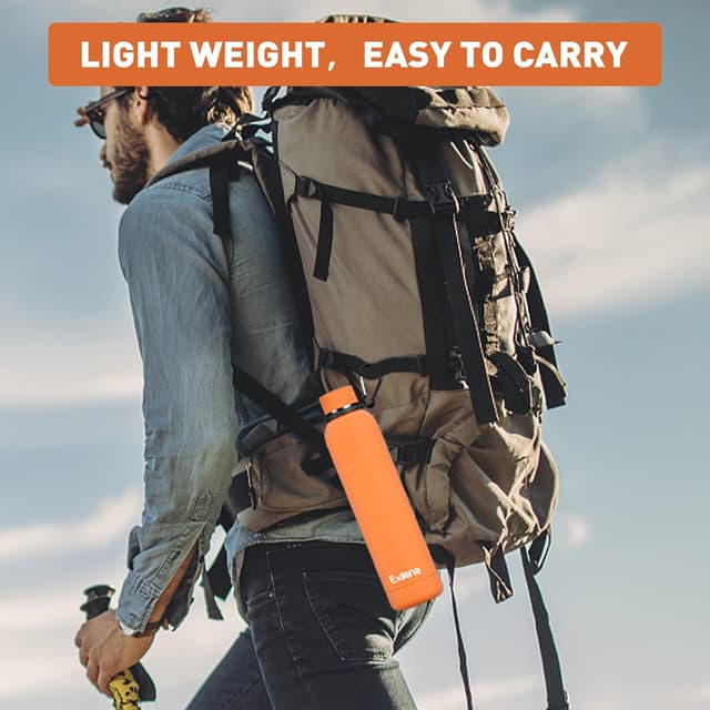 Thumbnail 6 de Exllena Insulated Water Bottle 1L with Buckle (Double Wall Stainless Steel) – Orange