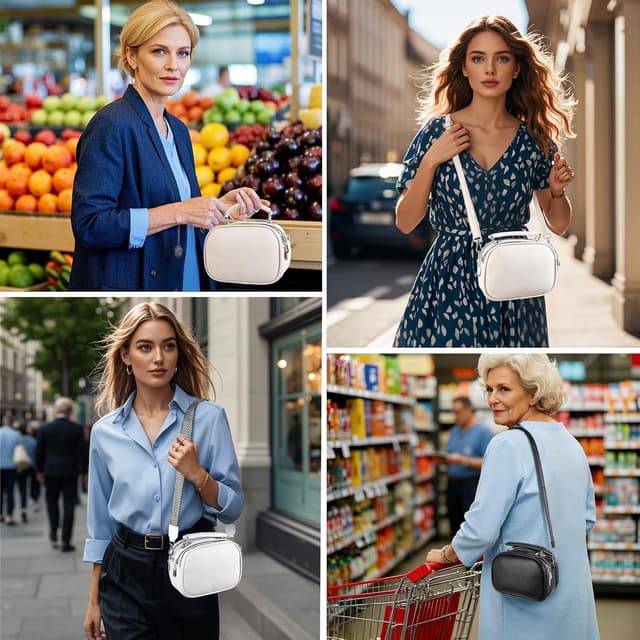 Detalle de SPFASZEIV Women’s small cross body bag in faux leather with 2 removable straps