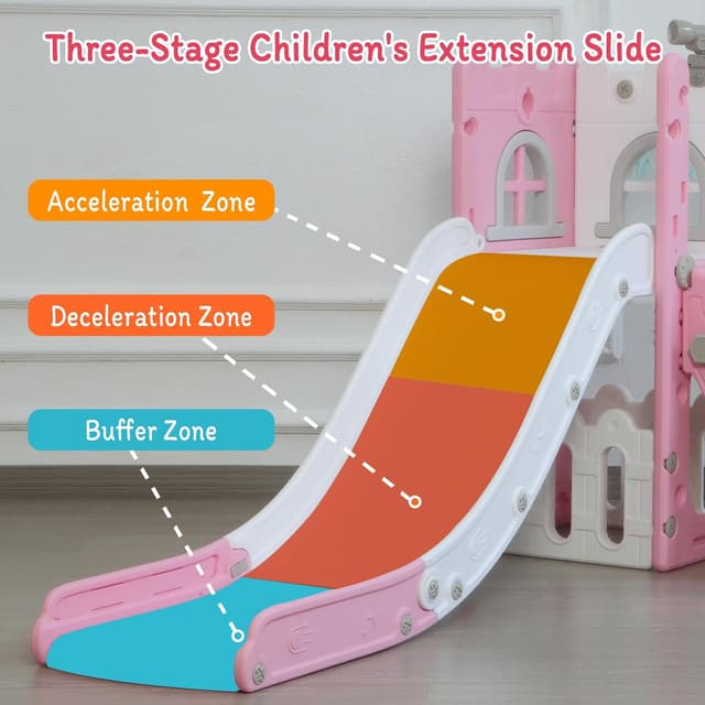 Detalle de LulliSpace 6 in 1 Toddler Slide & Climber with Basketball Hoop, Storage and Telescope