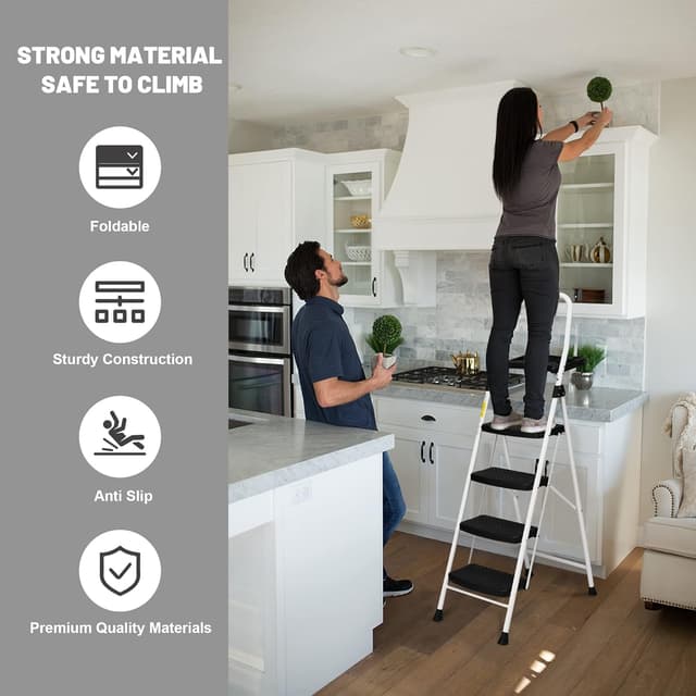 Thumbnail 3 de HBTower Trittleiter 3 Stufen klappbar, bis 150 kg 🪜