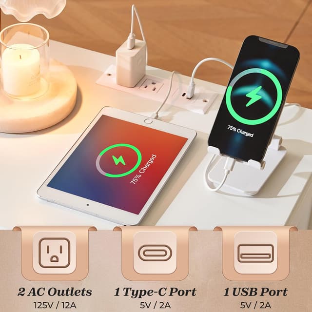 Thumbnail 2 de Huuger White Nightstand Set of 2 — 2-Drawer Nightstand