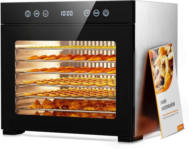 Detalle de Food Dehydrator Machine with 8 Stainless Steel Trays, 650W Motor, Adjustable Temperature & 48-Hour Timer (Jerky, Fruits, Herbs, Dog Treats)