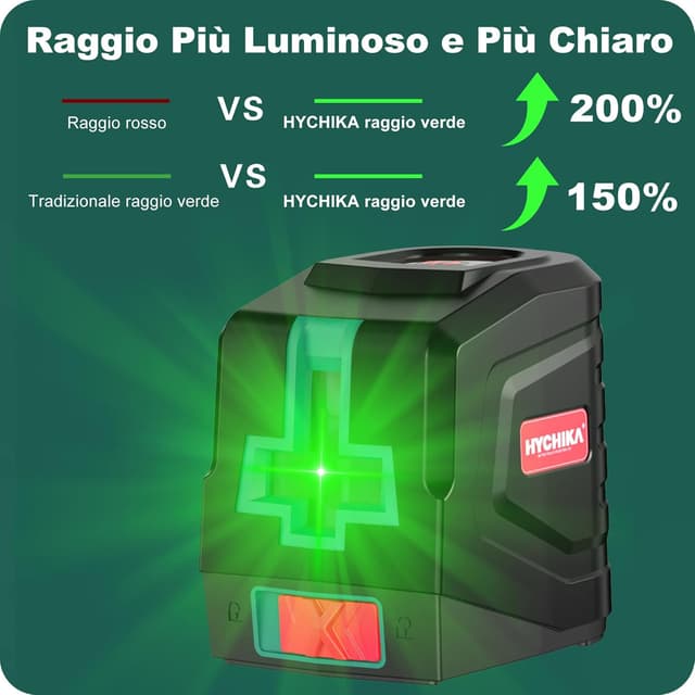 Detalle 2 de HYCHIKA Livella Laser Autolivellante verde con 2 batterie AA e borsa portatile