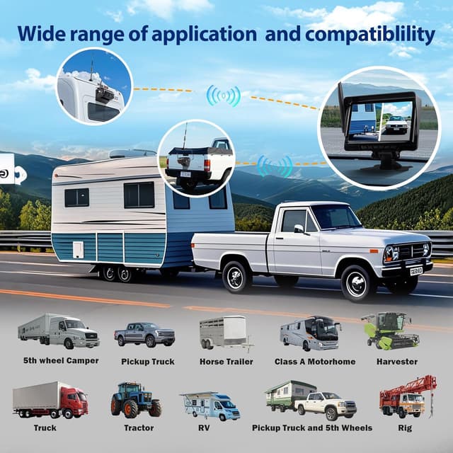 Detalle de Solar Wireless Reversing Camera Kit with 7” 1080P Screen, Night Vision & DVR Recording (IP68)