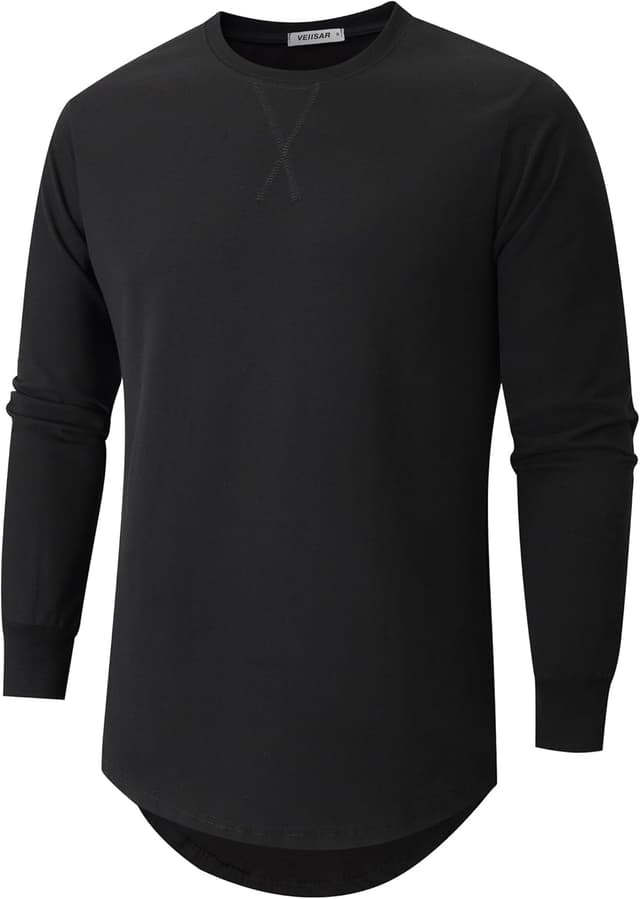 Detalle de VEIISAR Herren Dickes Rundhalsmantel T-Shirt aus 100% Baumwolle (Heavy Weight, Preshrunk Longline)