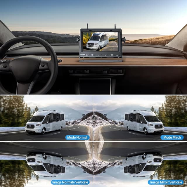 Detalle de VASTEND Solaire Caméra de recul sans fil 7 pouces IPS 1080P (batterie 10000 mAh, angle 170°)