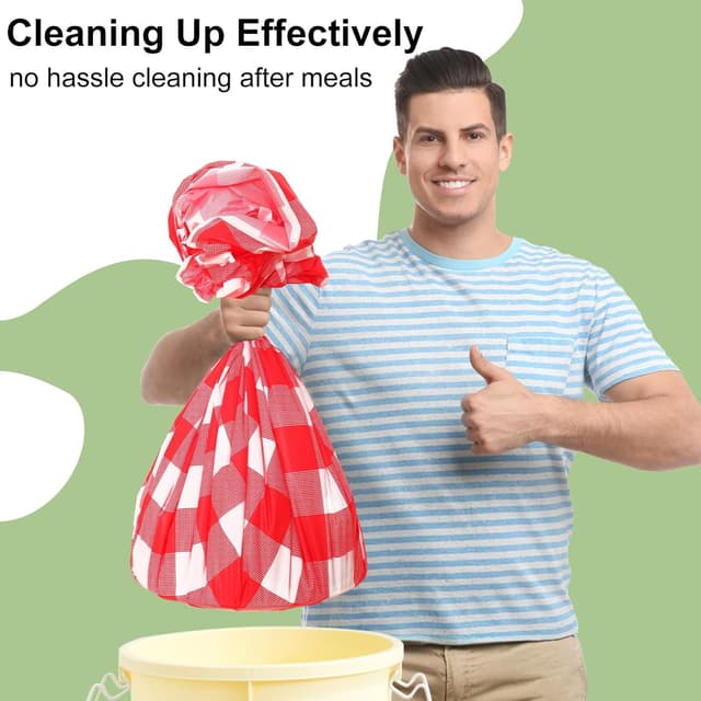 Detalle de Smiry 3-Pack Red Gingham Disposable Tablecloths (54" x 108")