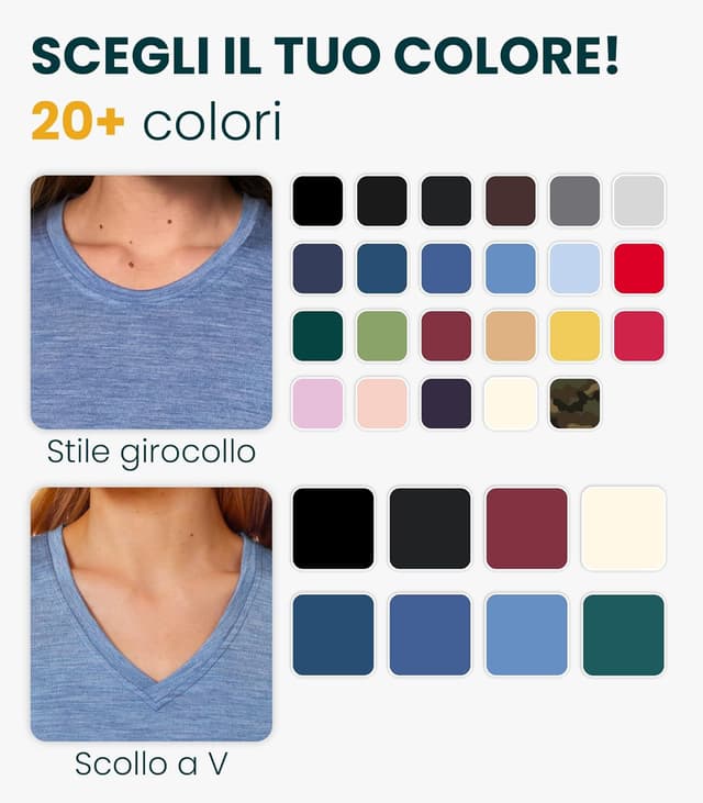 Detalle de Merino.tech Maglietta Merino da Donna 100% lana con manica corta + calzini in omaggio