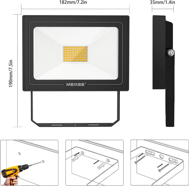 Thumbnail 6 de MEIKEE Coppia di faretti LED da esterno IP66 60W 5200 lm 2700K (2 pezzi)